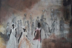 "Maria" 70x50 cm, Acryl auf Leinwand, Collage - unverkäuflich -