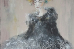 "Baronesse" 120x80 cm, Acryl auf Leinwand, Collage - verkauft -