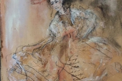 "Femme III" 26x30 cm, Acryl auf altem Papier, Collage - verkauft -