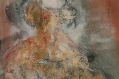 "Femme I" 30x40 cm, Acryl auf altem Papier, Collage - verkauft -