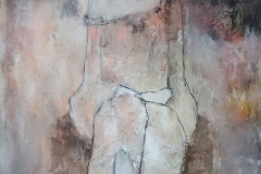 "fragend" 120 cm x 90 cm, Acryl, Strukturpaste, Kohle auf Leinwand - verkauft -