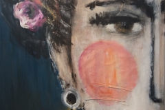 "Rebellin" Acryl, Stoff auf Leinwand 100 cm x 70 cm - verkauft -