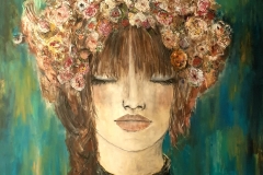 "in sich gehen" Acryl,Papier auf Leinwand 200 cm x 150 cm mit Rahmen - verkauft -