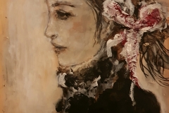 "sanft" Kohle,Papier, Wasserfarben auf Papier mit Rahmen 31 cm x 21 cm verkauft