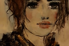"strahlend" Bleistift,Papier,Kohle,Wasserfarben auf Papier 40 cm x 23 cm mit Rahmen verkauft