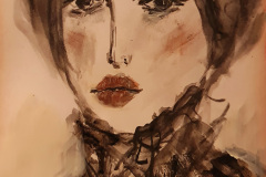 "Würde" Acryl,Papier,Kohle auf Papier 40 cm x 30 cm mit Rahmen verkauft