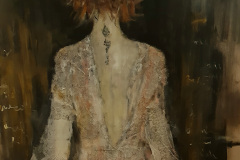 "Das Warten" Acryl,Papier,Kohle auf Leinwand 80 cm  x 80 cm verkauft