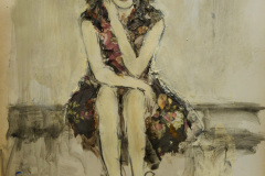 "Mannequin" Acryl,Papier,Kohle auf Papier 31 cm x 21 cm mit Rahmen verkauft