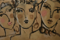 "Mitbewohner" Acryl,Papier,Kohle auf Papier 110 cm x 60 cm