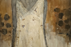 "aufgehen" Acryl,Stoff,Kohle,trockene Blüten 90 cm x 60 cm verkauft 