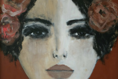 "aufmerksam" Acryl,Kohle,Papier auf Holz 90 cm x 72 cm