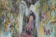 "Spring" 103 cm x 103 cm, Acryl, Collage auf Leinwand mit Rahmen - verkauft -