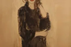 "erwarten" Acryl,Kohle auf Leinwand 90 cm x 90 cm verkauft 
