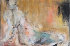 "Verträumt" 100x100 cm, Acryl auf Leinwand, Collage - verkauft -