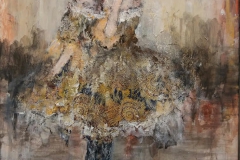 "Anouk" 26 x 31 cm, Acryl, Kohle, Collage auf Papier mit Rahmen -verkauft-