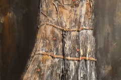 "getragen" 160 cm x 80 cm mix media auf Leinwand