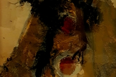 "Bühnenfigur" Stoff,Papier,Acryl auf Papier 53 cm x 30 cm mit Rahmen