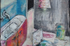 "Küche" 120x90 cm, Acryl auf Leinwand, Collage - verkauft -